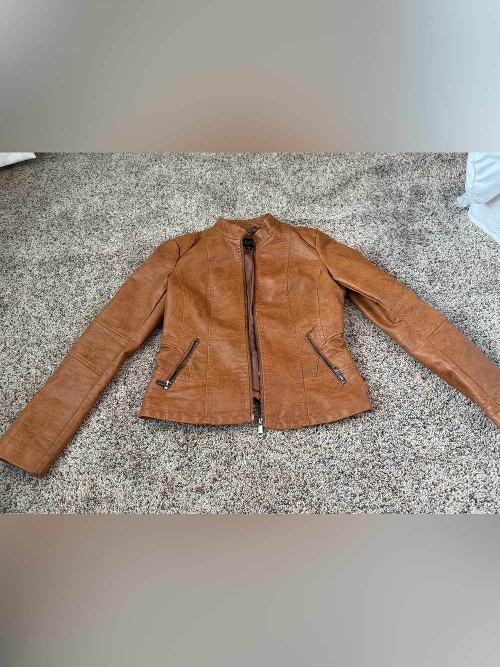 La Coalition Women’s Brown Faux Leather Jacket - Size Small